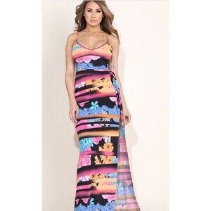 K Too Women’s floral spaghetti strap printed maxi dress size S